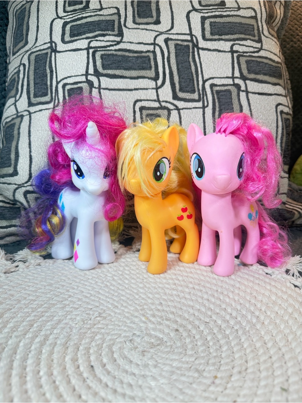 My Little Pony G4 Pinkie Pie Rarity Applejack Brushable Figures Lot of 3